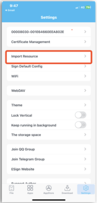Import IPA Files with ESign iPhone